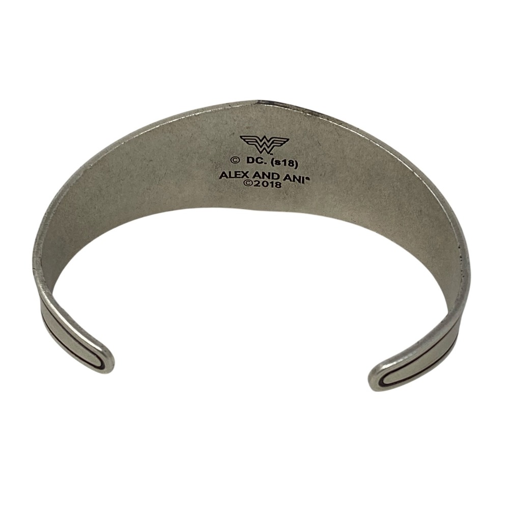 Alex and Ani Wonder Woman Cuff Bracelet DC Comics Silver Tone Logo - Picture 2 of 4